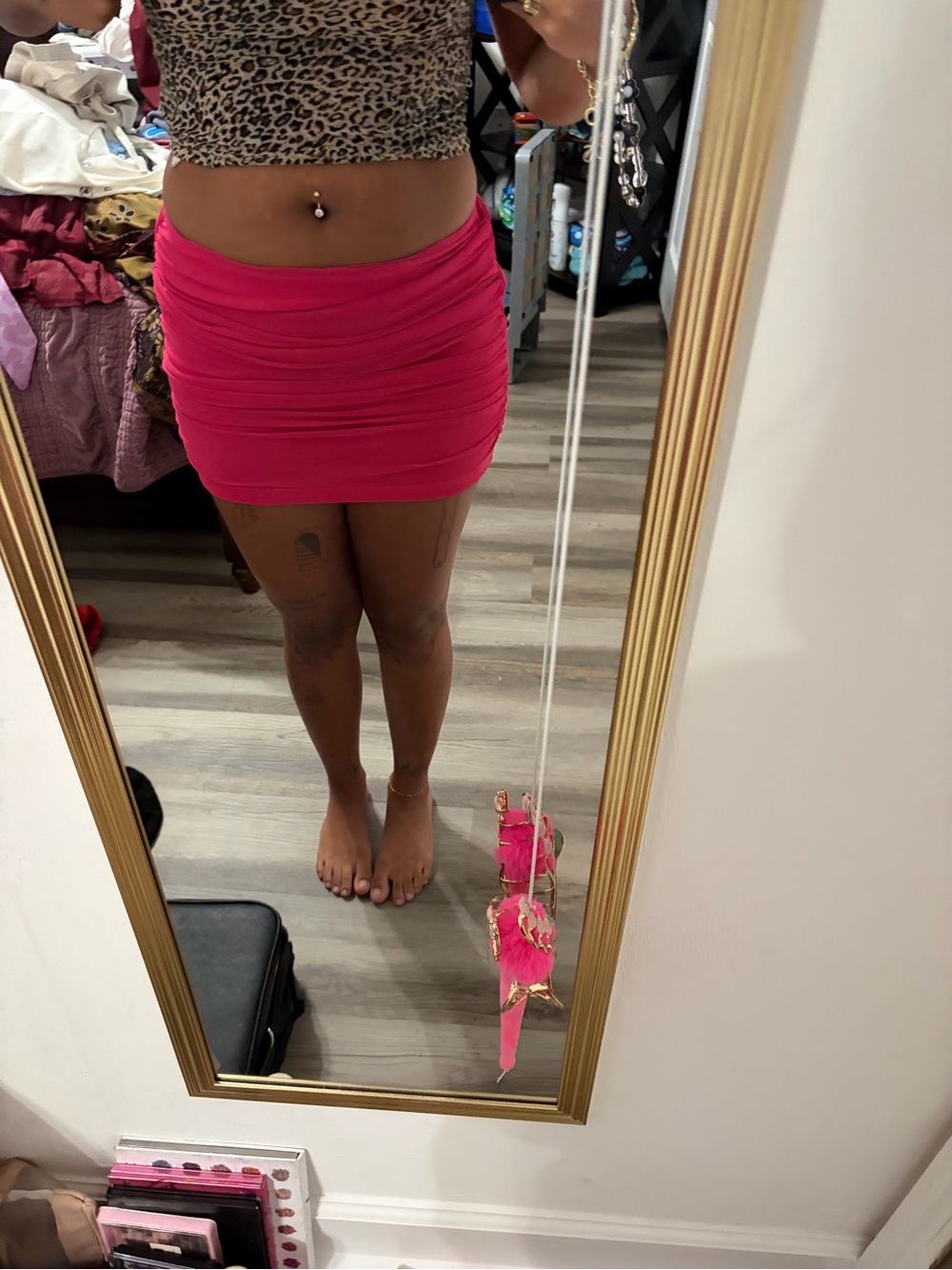 Hot Pink Ruched Mini Skirt - Women